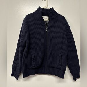 Frame Denim Wool Navy Blue Wool Knit Puffer Jacket Size Medium